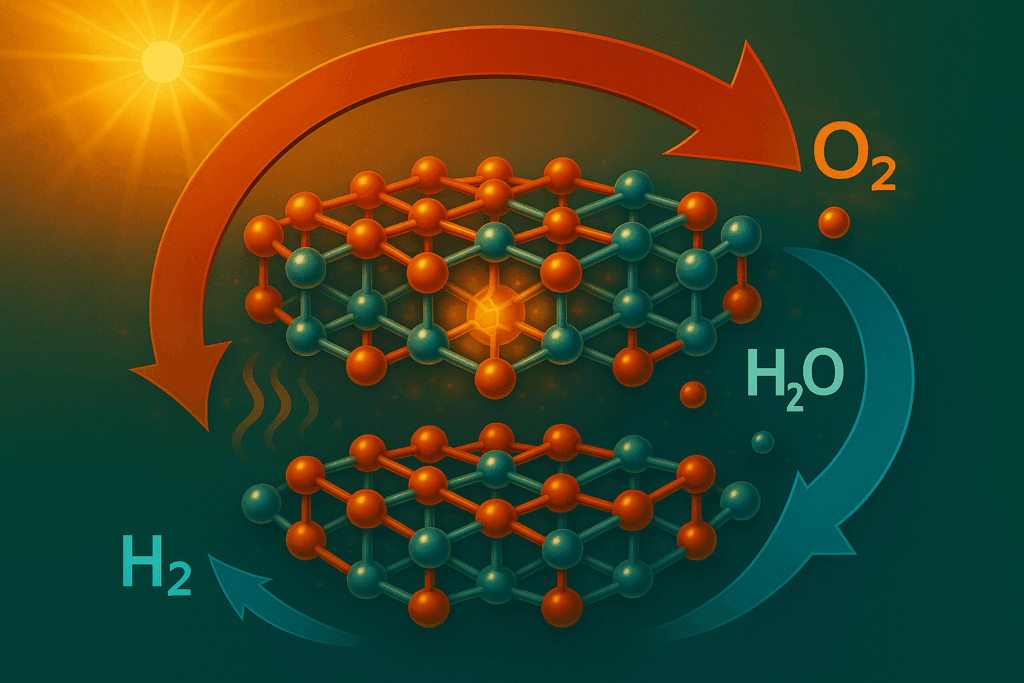 layers of black and red spheres networked surrounded by arrows and a sun in the upper left corenr
